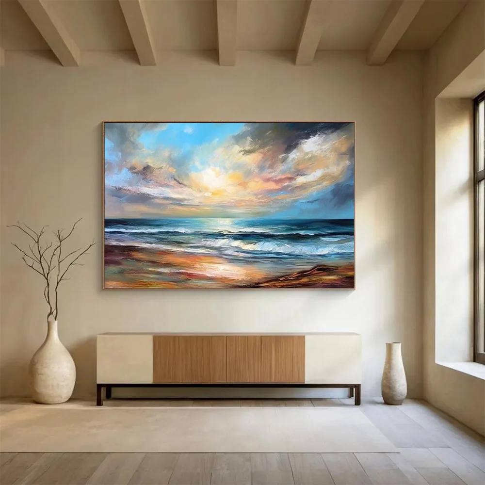 Abstract Original Handmade Sunset Bedroom Abstract Artwork 4WI16